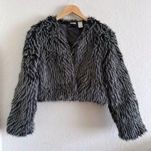 Vintage Groggy Gray Faux Fur Cropped Jacket Size S